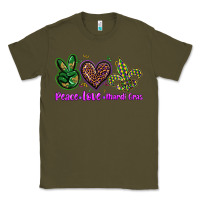 Army Green peace love mardi gras Classic Tee - BarkalooDesign