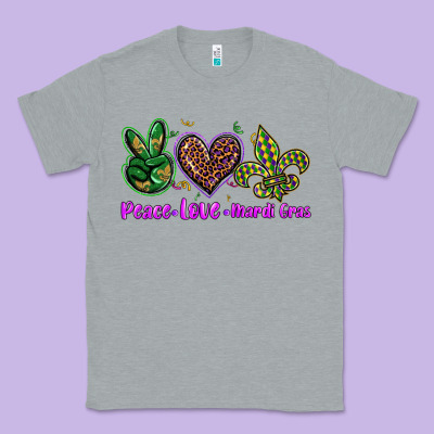 Peace Love Mardi Gras Classic Tee Designed By Barkaloodesign