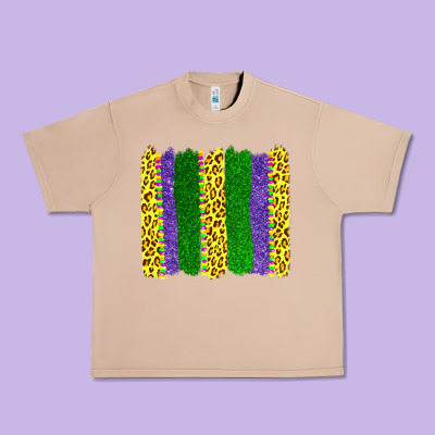 Mardi Gras Leopard Brushstrokes Urban Heavy Tee Designed By Adodesignshop