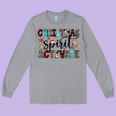 Christmas Spirit Activate Long Sleeve Tee Designed By Jahusdesignshop