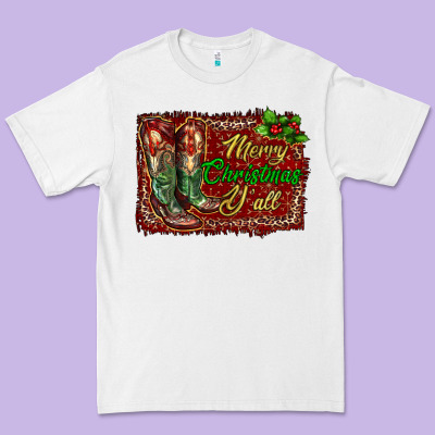 Merry Christmas Y'all Boots Premium Tee Designed By Ranaportraitstore