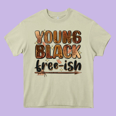 Young Black Free Ish Heavy Core Tee Designed By Zillion Design Studio