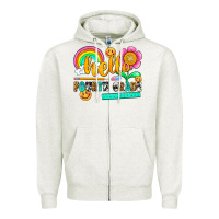 Oatmeal Heather hello fourth grade Zipper Hoodie - NancyCooperArtShop