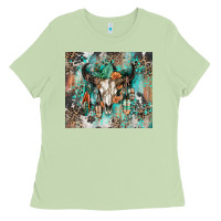 Matcha cowhide bull skull Ladies Tee - Zillion Design Studio