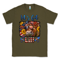 Army Green let's get lit 4th of july cow Classic Tee - LillyAllenDesigns
