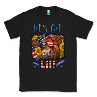 Black let's get lit 4th of july cow Classic Tee - LillyAllenDesigns