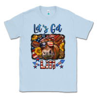 Dusty Blue let's get lit 4th of july cow Classic Tee - LillyAllenDesigns