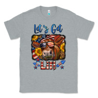 Heather Grey let's get lit 4th of july cow Classic Tee - LillyAllenDesigns
