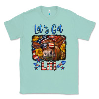 Seafoam let's get lit 4th of july cow Classic Tee - LillyAllenDesigns