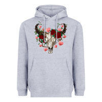 Heather Grey valentines bull skull Heavyweight Hoodie - RanaPortraitStore