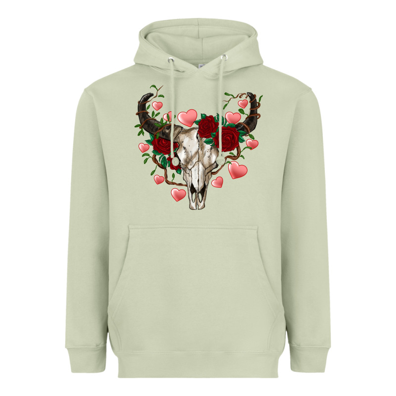 Valentines Bull Skull Heavyweight Hoodie by RanaPortraitStore | Teevron