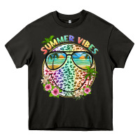 Asphalt summer vibes with smile face and leopard Heavy Core Tee - texasbilliewilder