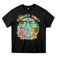 Black summer vibes with smile face and leopard Heavy Core Tee - texasbilliewilder