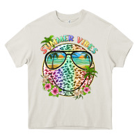 Summer Vibes With Smile Face And Leopard Heavy Core Tee | Teevron