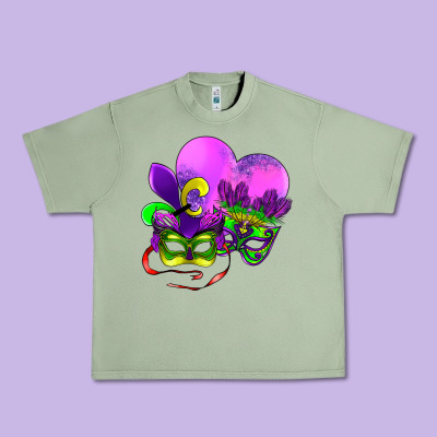 Mardi Gras Heart And Mask Urban Heavy Tee Designed By Adodesignshop