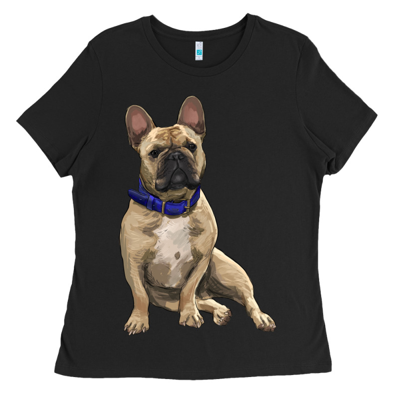 French Bulldog With Royal Blue Ladies Tee by RanaPortraitStore | Teevron