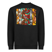 Black western horses roses and bullskulls wıth cowhide amd serape brushstro Heavyweight Sweatshirt - Artiststas