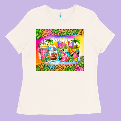 Summer Coffee Cups Ladies Tee Designed By Zillion Design Studio
