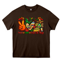 Chocolate Brown peace love cinco de mayo Heavy Core Tee - Zillion Design Studio