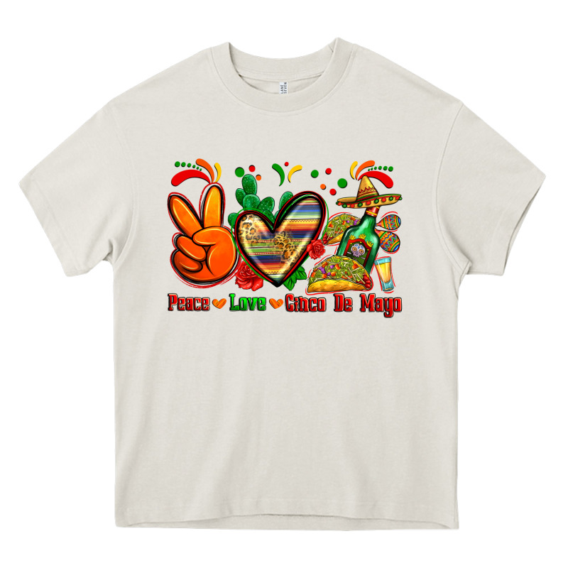 Peace Love Cinco De Mayo Heavy Core Tee by Zillion Design Studio | Teevron