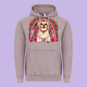 Shih Tzu Floral Rainbow Vintage Hoodie Designed By Jahusdesignshop