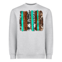 Heather Grey western cowhide wood and turquoise glitter brushstrokes Heavyweight Sweatshirt - Artiststas