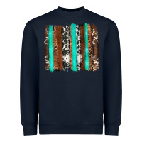 Navy western cowhide wood and turquoise glitter brushstrokes Heavyweight Sweatshirt - Artiststas