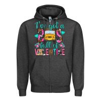 Charcoal Heather ive got a bus full of valentine Zipper Hoodie - NancyCooperArtShop