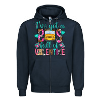Navy ive got a bus full of valentine Zipper Hoodie - NancyCooperArtShop