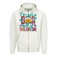 Oatmeal Heather ive got a bus full of valentine Zipper Hoodie - NancyCooperArtShop