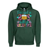 Sports Green ive got a bus full of valentine Zipper Hoodie - NancyCooperArtShop