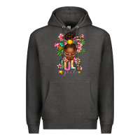 Charcoal Heather July Girl Afro Woman Summer Premium Hoodie - texasbilliewilder