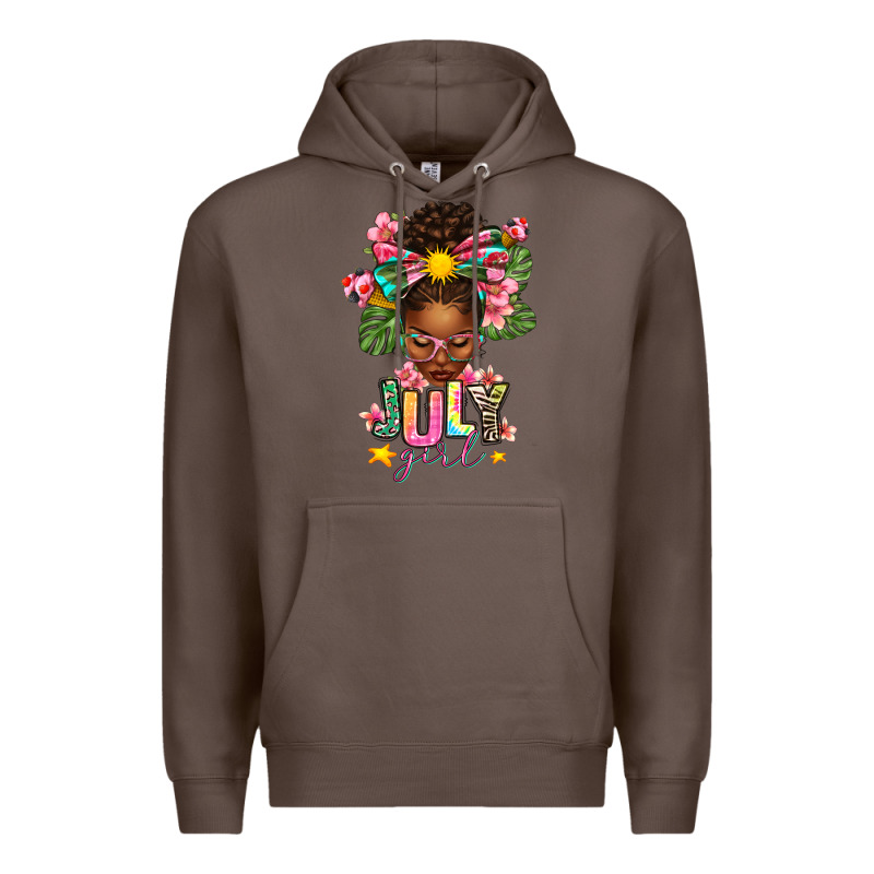 July Girl Afro Woman Summer Premium Hoodie by texasbilliewilder | Teevron