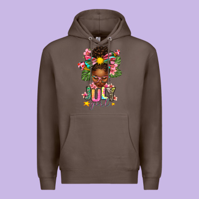 July Girl Afro Woman Summer Premium Hoodie Designed By Texasbilliewilder