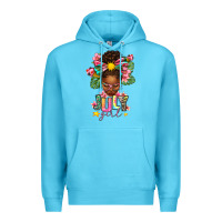 Ocean Blue July Girl Afro Woman Summer Premium Hoodie - texasbilliewilder