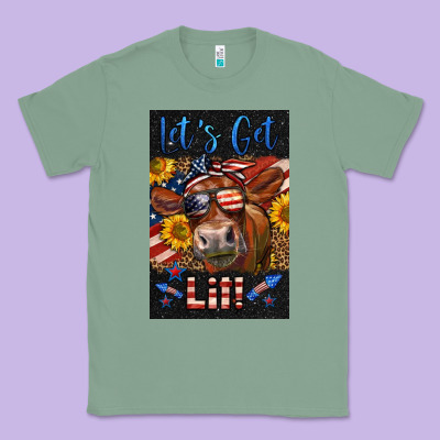 Western Let's Get Lit Cow Classic Tee Designed By Lillyallendesigns