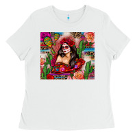 White mexico girl serape Ladies Tee - Zillion Design Studio