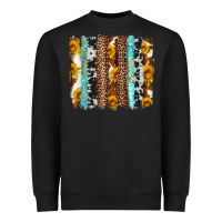 Black western cowhide leopard turquoise brushstrokes Heavyweight Sweatshirt - Artiststas