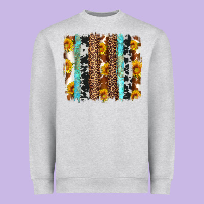 Western Cowhide Leopard Turquoise Brushstrokes Heavyweight Sweatshirt Designed By Artiststas