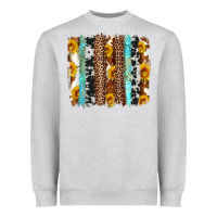 Heather Grey western cowhide leopard turquoise brushstrokes Heavyweight Sweatshirt - Artiststas