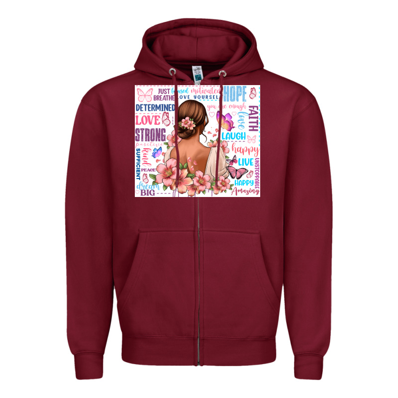 Positive Affirmations Girl Zipper Hoodie by MaliasSmallBusiness | Teevron