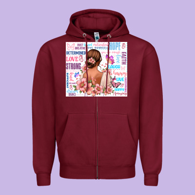 Positive Affirmations Girl Zipper Hoodie Designed By Maliassmallbusiness