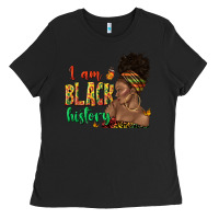 Black i am black history afro black woman juneteenth Ladies Tee - texasbilliewilder