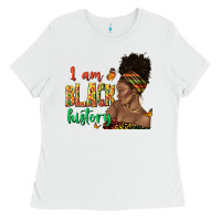 White i am black history afro black woman juneteenth Ladies Tee - texasbilliewilder