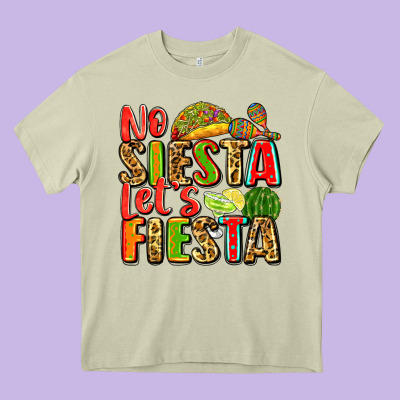 No Siesta Let's Fiesta Heavy Core Tee Designed By Zillion Design Studio
