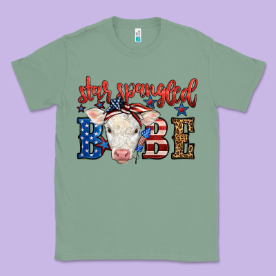 Western Star Spangled Baby Cow Classic Tee Designed By Lillyallendesigns