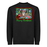 Black merry christmas western bull skull Heavyweight Sweatshirt - AdoDesignShop