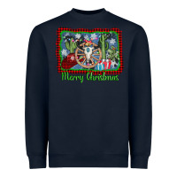 Navy merry christmas western bull skull Heavyweight Sweatshirt - AdoDesignShop