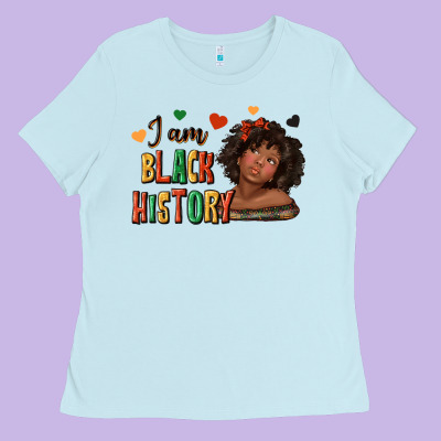 Ladies Tee i am black history afro girl