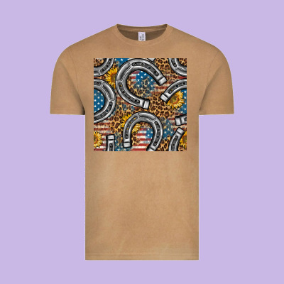 American Flag Horseshoe Deamless Pattern Vintage Tee Designed By Bundleandbundleshop